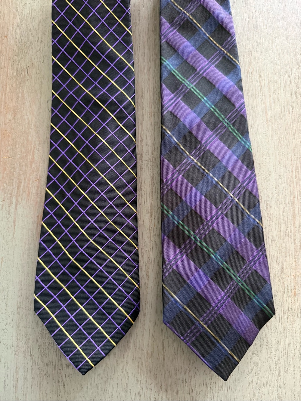 Ralph Lauren Purple Plaid Silk Tie Lot Polo (Italy) & Lauren Ralph Lauren (USA)